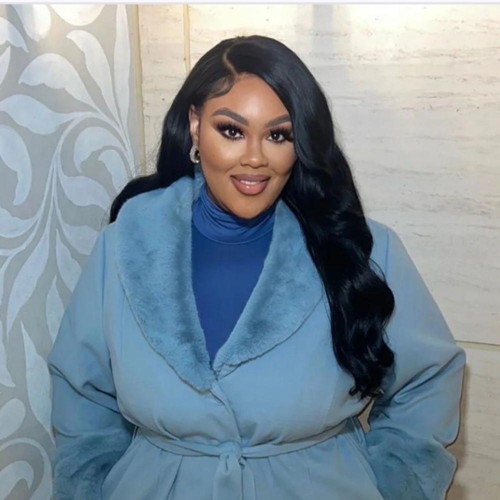 Fashion Nova Light Blue Faux Fur Robe